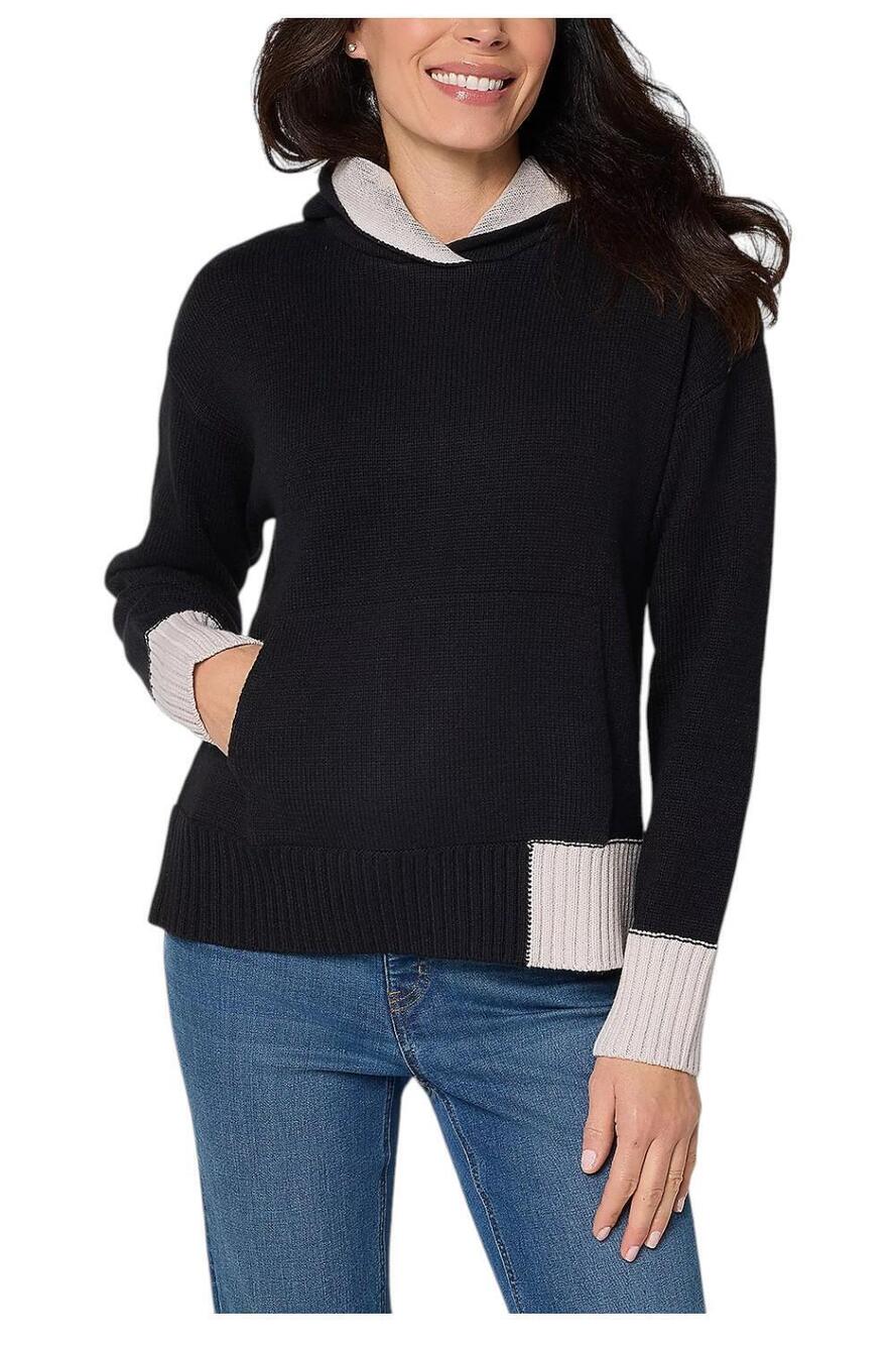 Peace Love World Women`s Color Block Hooded Sweater Blk - Regular